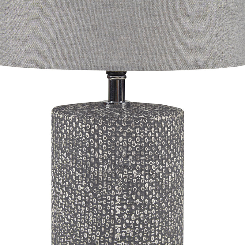 Modern Gray Embossed Ceramic Table Lamp