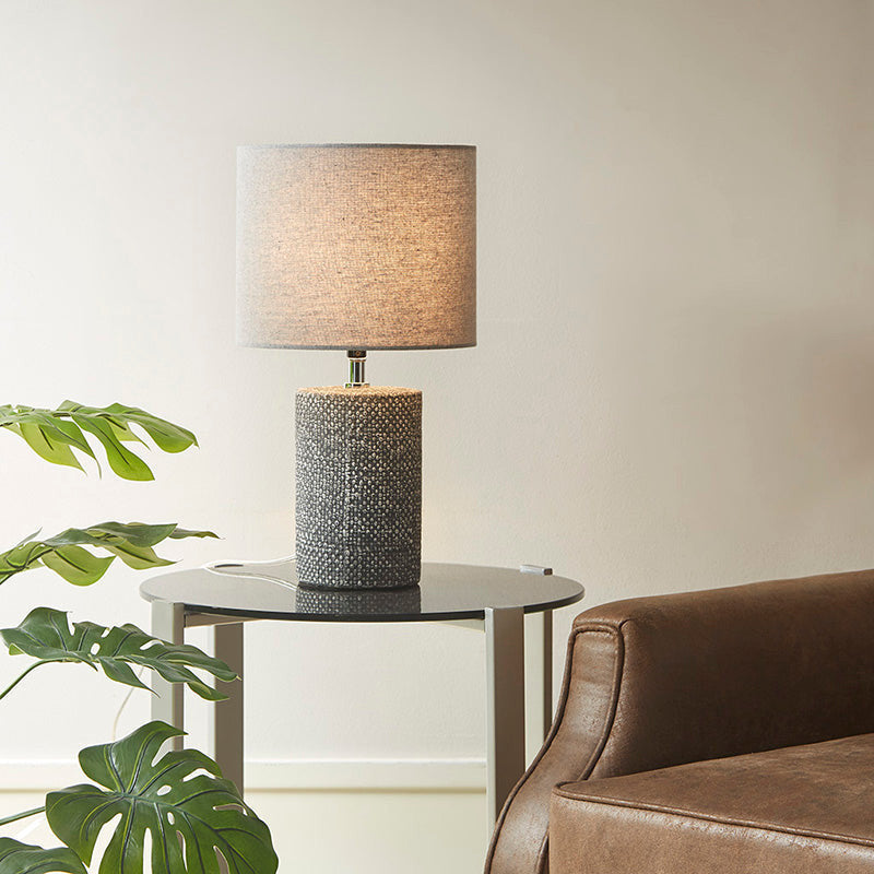 Modern Gray Embossed Ceramic Table Lamp