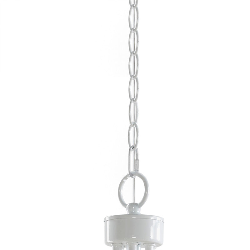 White Farmhouse 6-Light Chandelier with Adjustable Chain