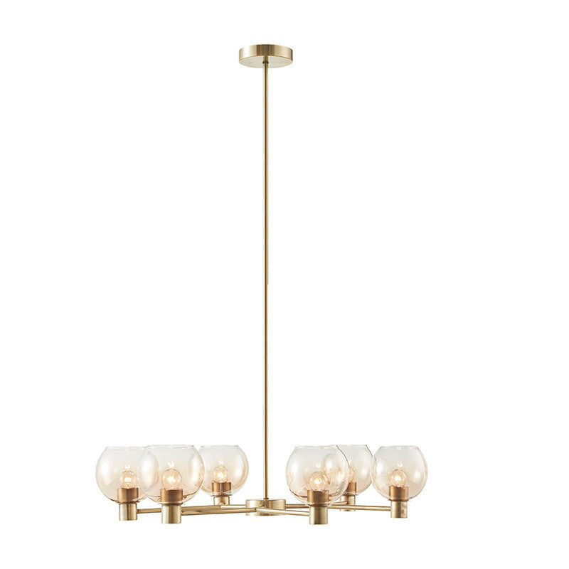 6-light Modern Ombre Glass Globe Chandelier in Gold