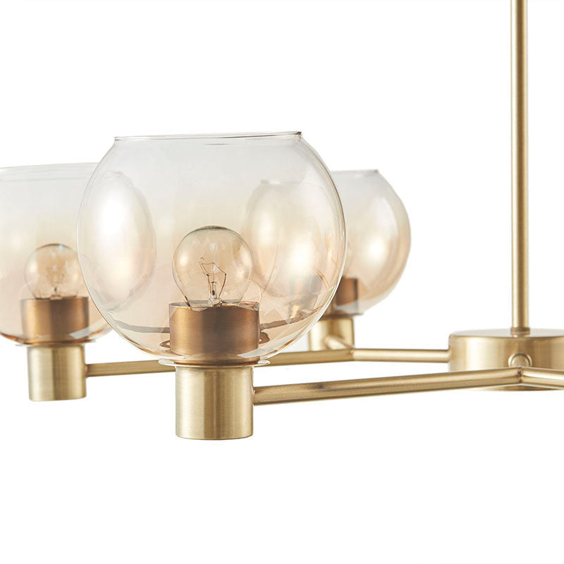 6-light Modern Ombre Glass Globe Chandelier in Gold