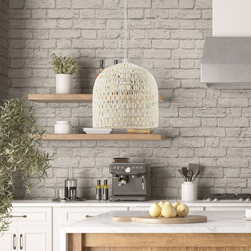 Farmhouse Bell Shaped Woven Bamboo Pendant Lamp