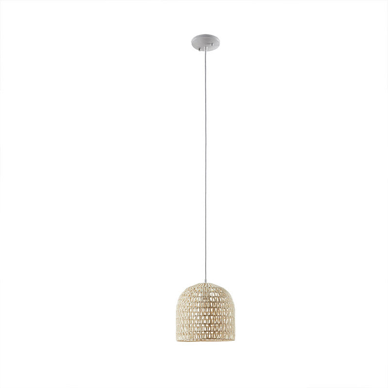 Farmhouse Bell Shaped Woven Bamboo Pendant Lamp