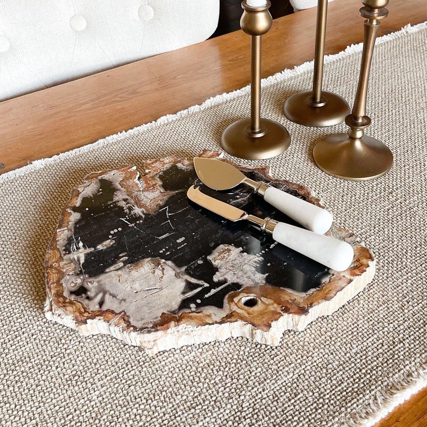 Natural Edge Petrified Wood Serving Board