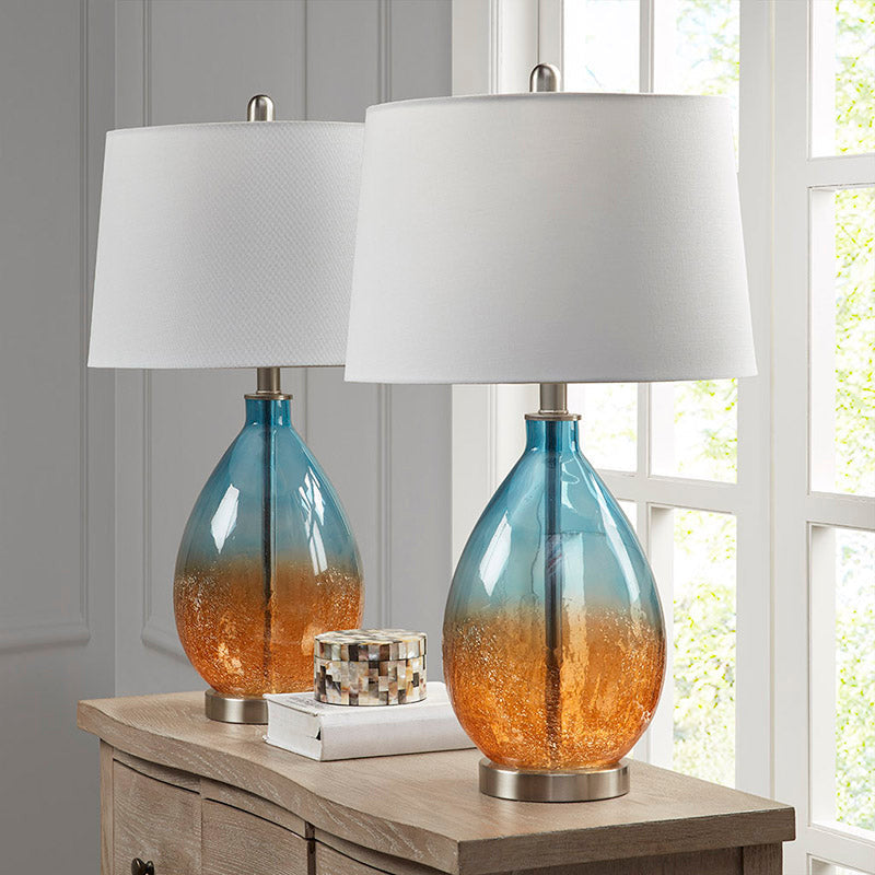 Blue Cortina Ombre Glass Iron Table Lamp