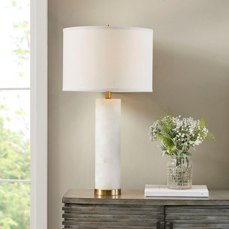 Luxury Alabaster Table Lamp in White & Gold Base