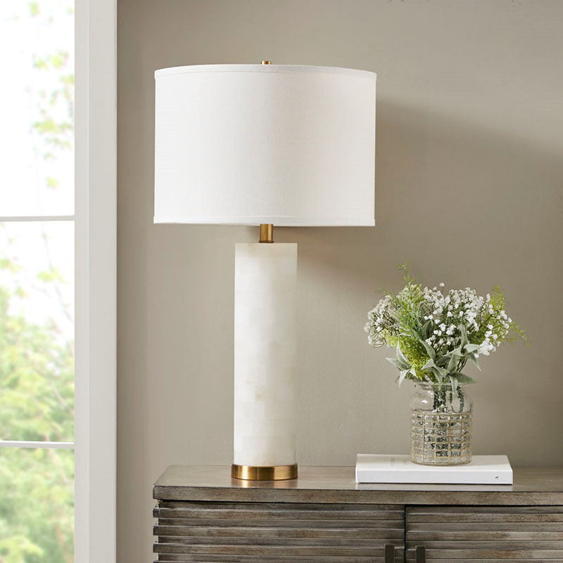 Luxury Alabaster Table Lamp in White & Gold Base