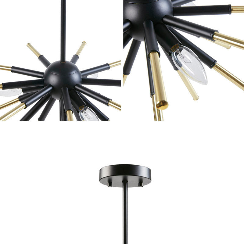 Ely 3-Light Spiked Chandelier in Gold and Matte Black