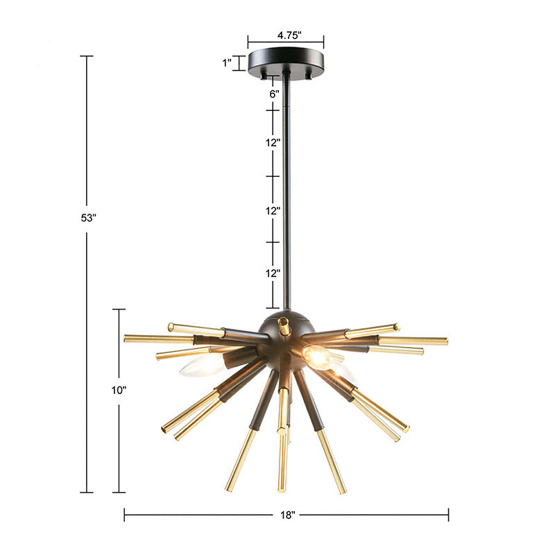 Ely 3-Light Spiked Chandelier in Gold and Matte Black