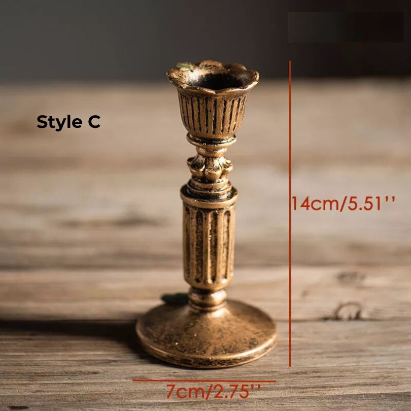 French Antique Resin Rustic Gold Candle Holder