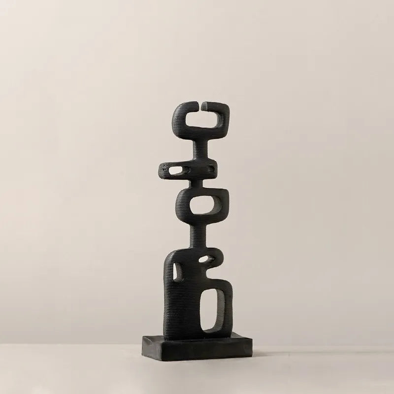 Modern Abstract Resin Sculpture Figurine Desk Decor Art in Black