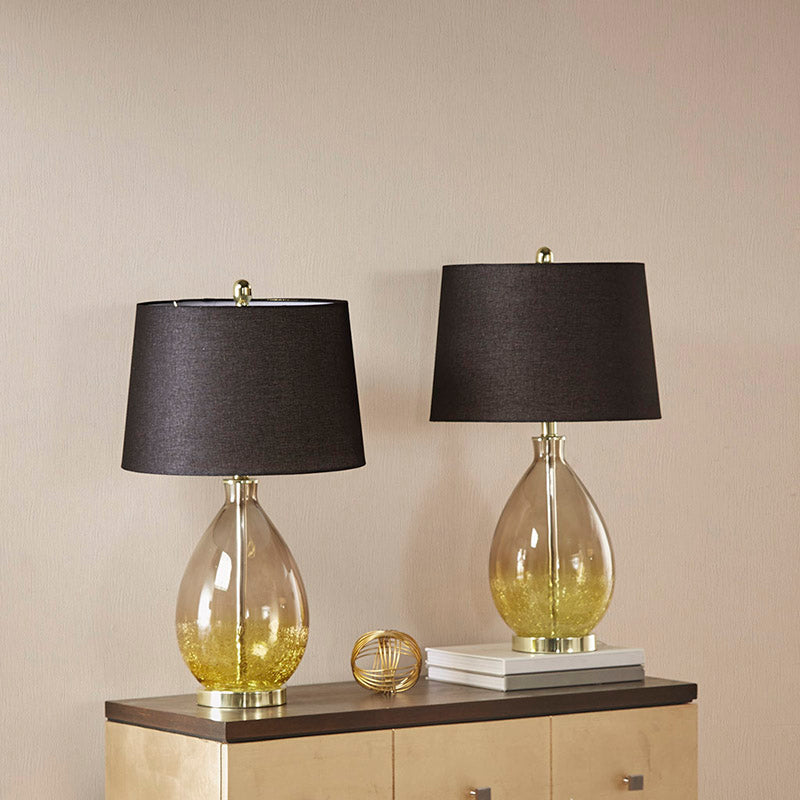 Gold Cortina Ombre Glass Fabric Shade Iron Table Lamp