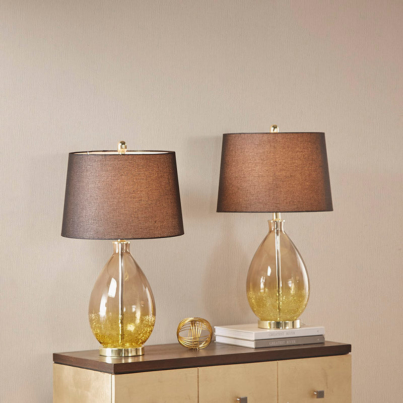 Gold Cortina Ombre Glass Fabric Shade Iron Table Lamp