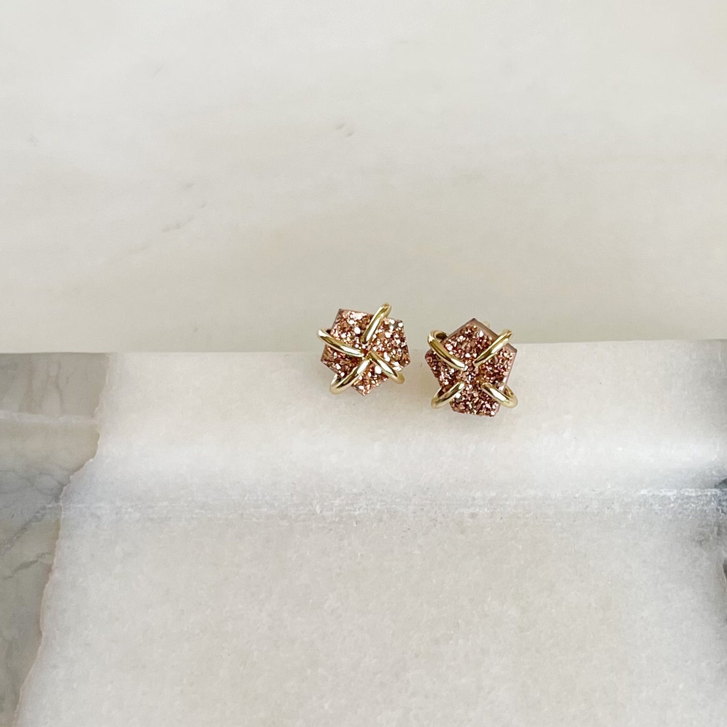 Druzy Prong Stud Earrings