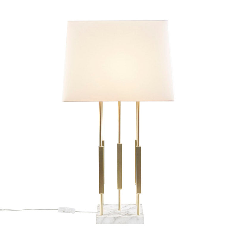 White Fabric Lampshade Metal Table Lamp