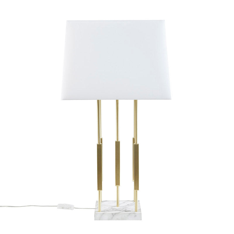 White Fabric Lampshade Metal Table Lamp