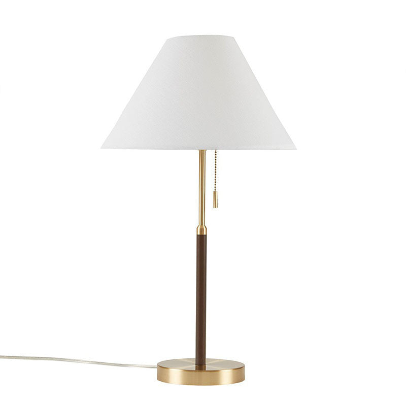 White Two Tone Pull-chain Metal Table Lamp