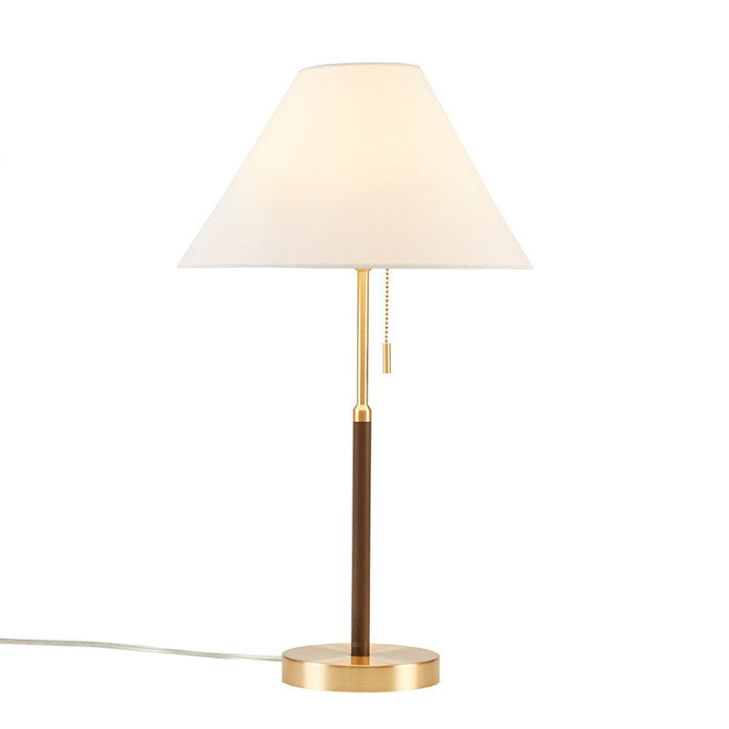 White Two Tone Pull-chain Metal Table Lamp