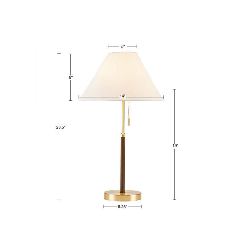 White Two Tone Pull-chain Metal Table Lamp