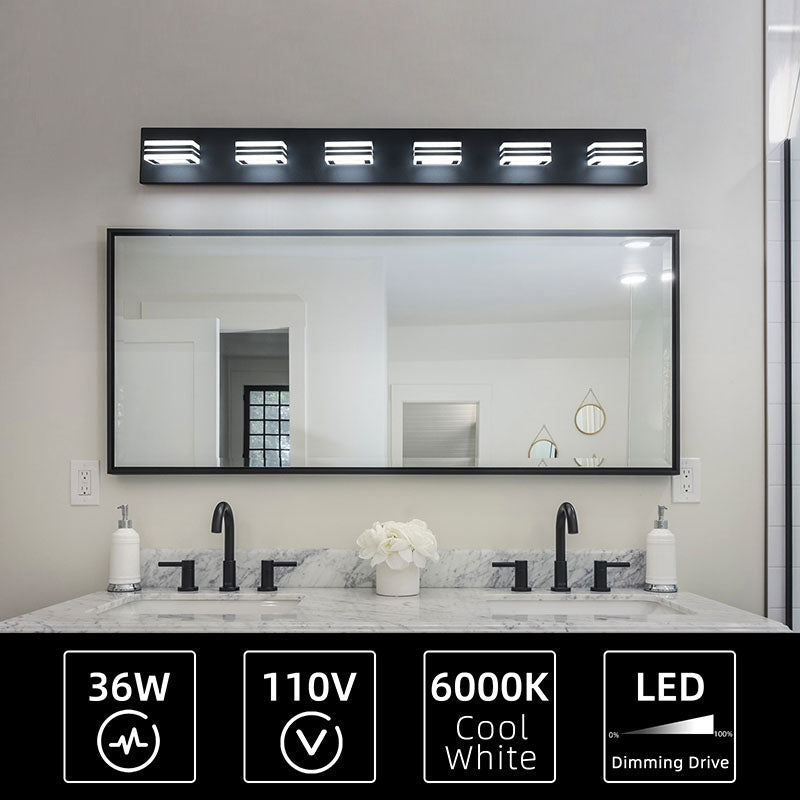 Modern Black Acrylic 6-Lights - Bathroom Vanity LED Lights