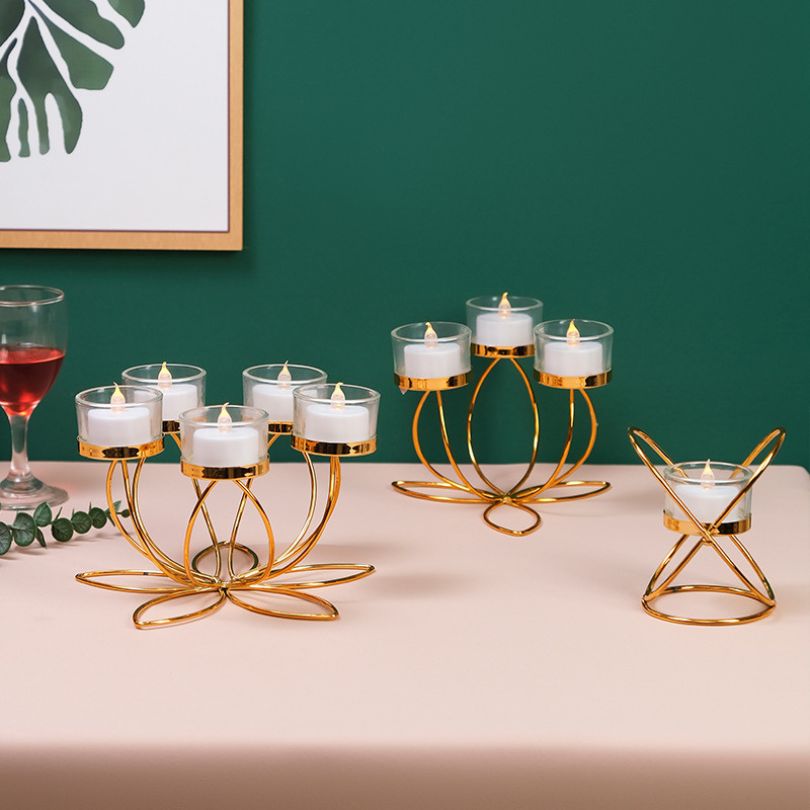 Modern Dinner Table Gold Candlestick Holder