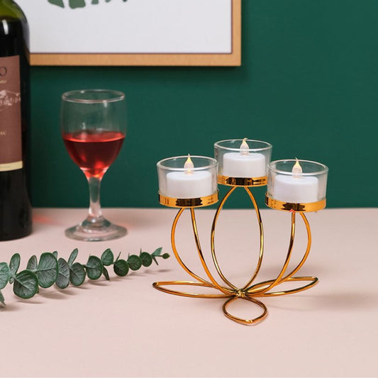 Modern Dinner Table Gold Candlestick Holder