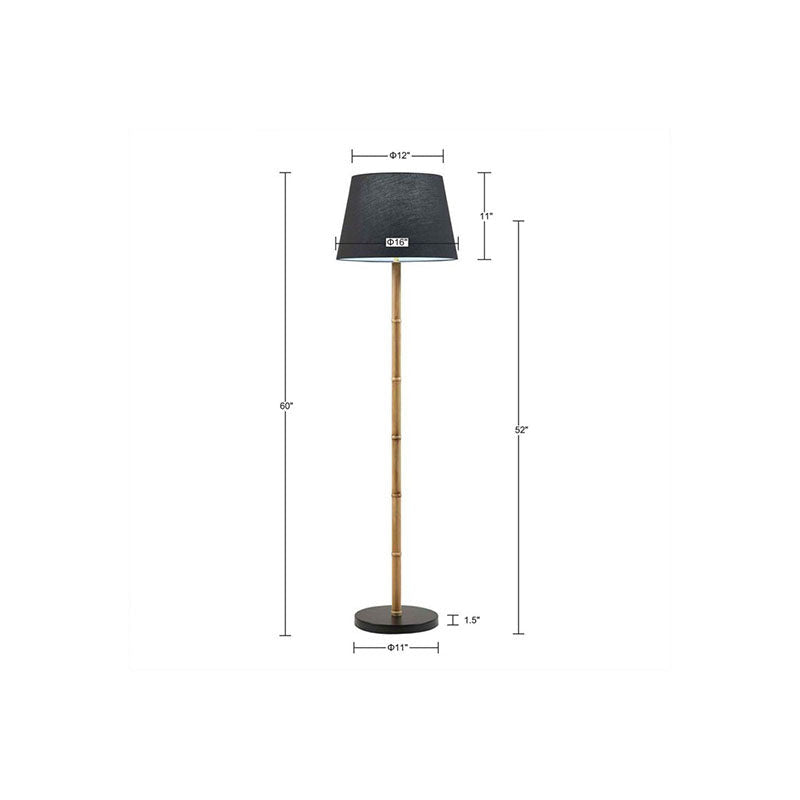 Nordic Black & Natural Metal Bamboo Floor Lamp