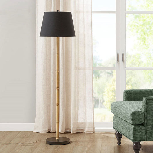 Nordic Black & Natural Metal Bamboo Floor Lamp