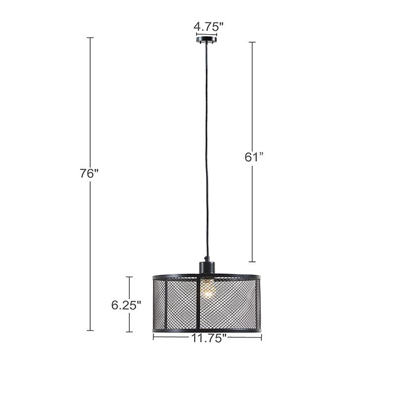 Black Drum Mesh Metal Pendant Light