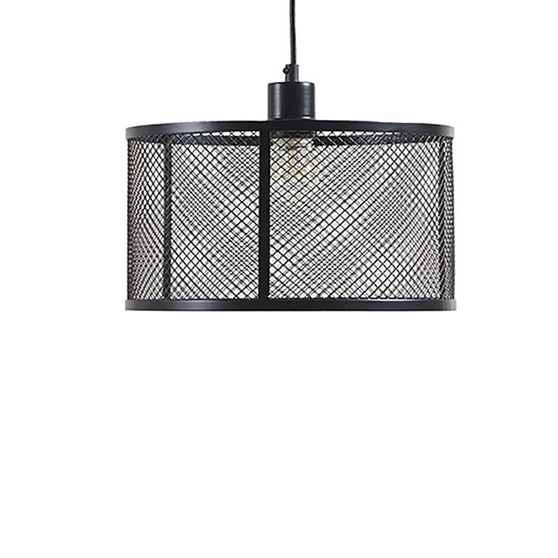 Black Drum Mesh Metal Pendant Light