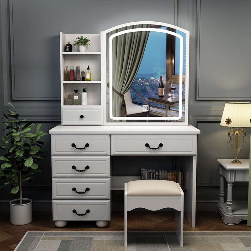 White Makeup Vanity Table with Mirror