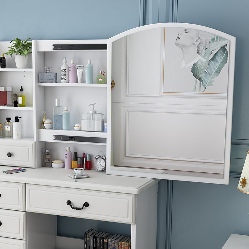 White Makeup Vanity Table with Mirror