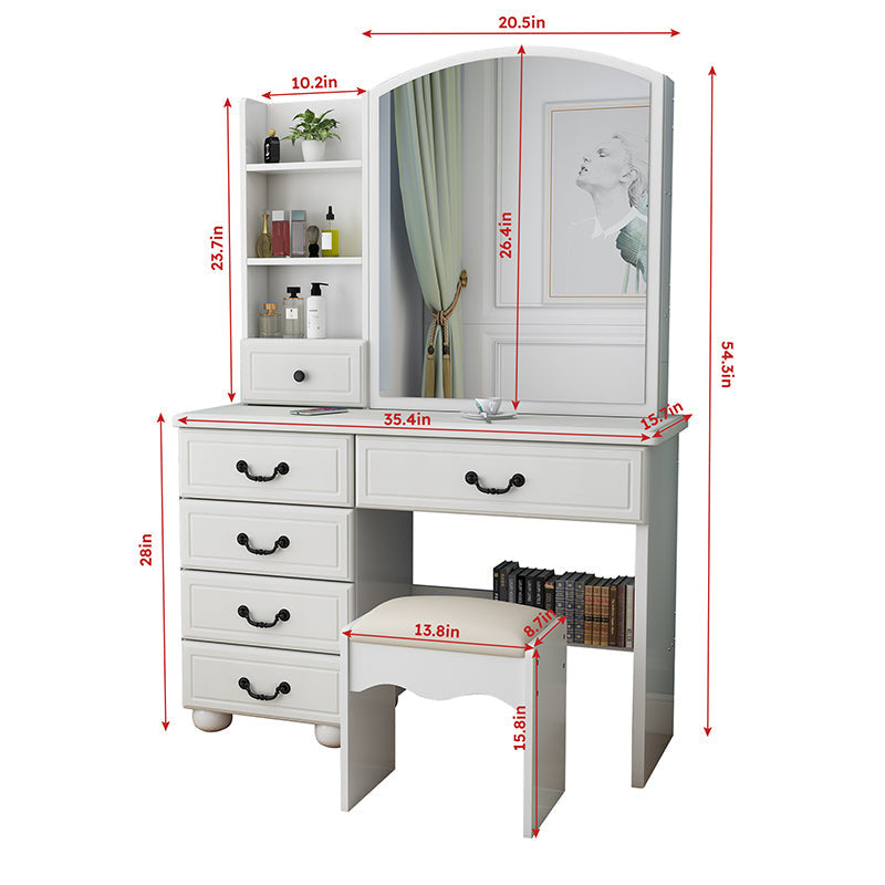 White Makeup Vanity Table with Mirror