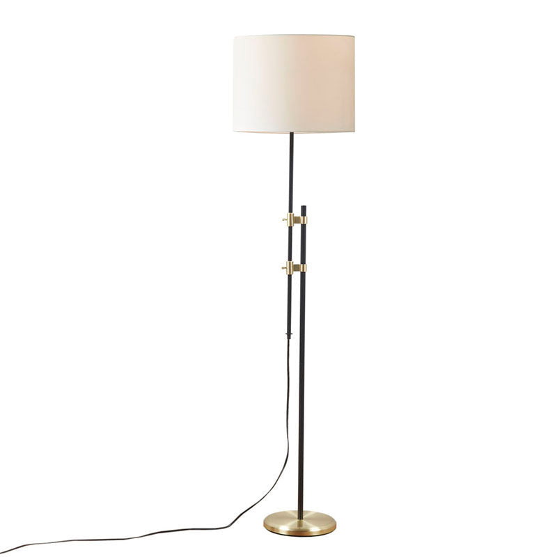 White Fabric Lampshade Asymmetrical Metal Floor Lamp