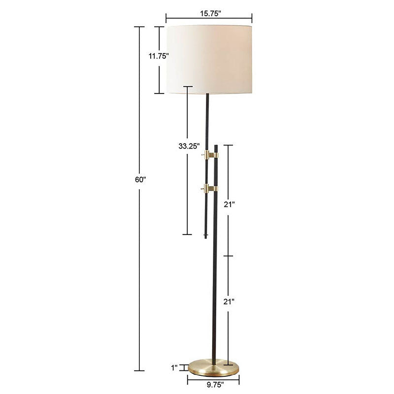 White Fabric Lampshade Asymmetrical Metal Floor Lamp