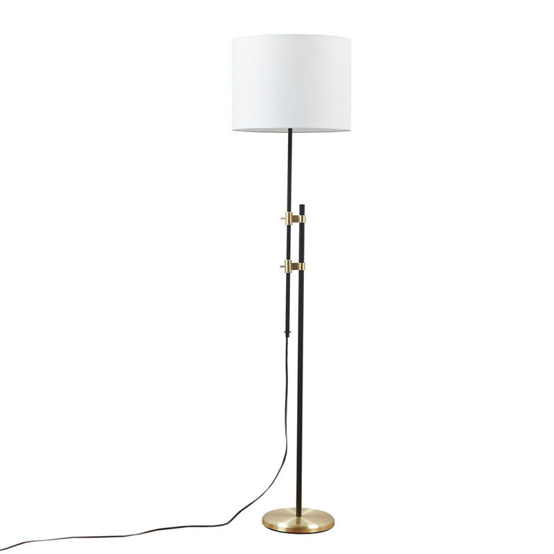 White Fabric Lampshade Asymmetrical Metal Floor Lamp