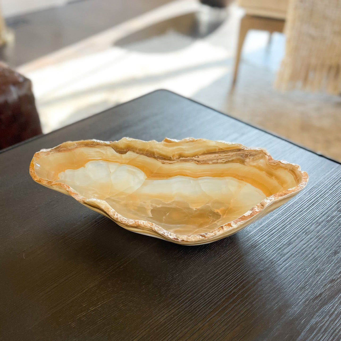 Hand Carved Amber Onyx Bowl