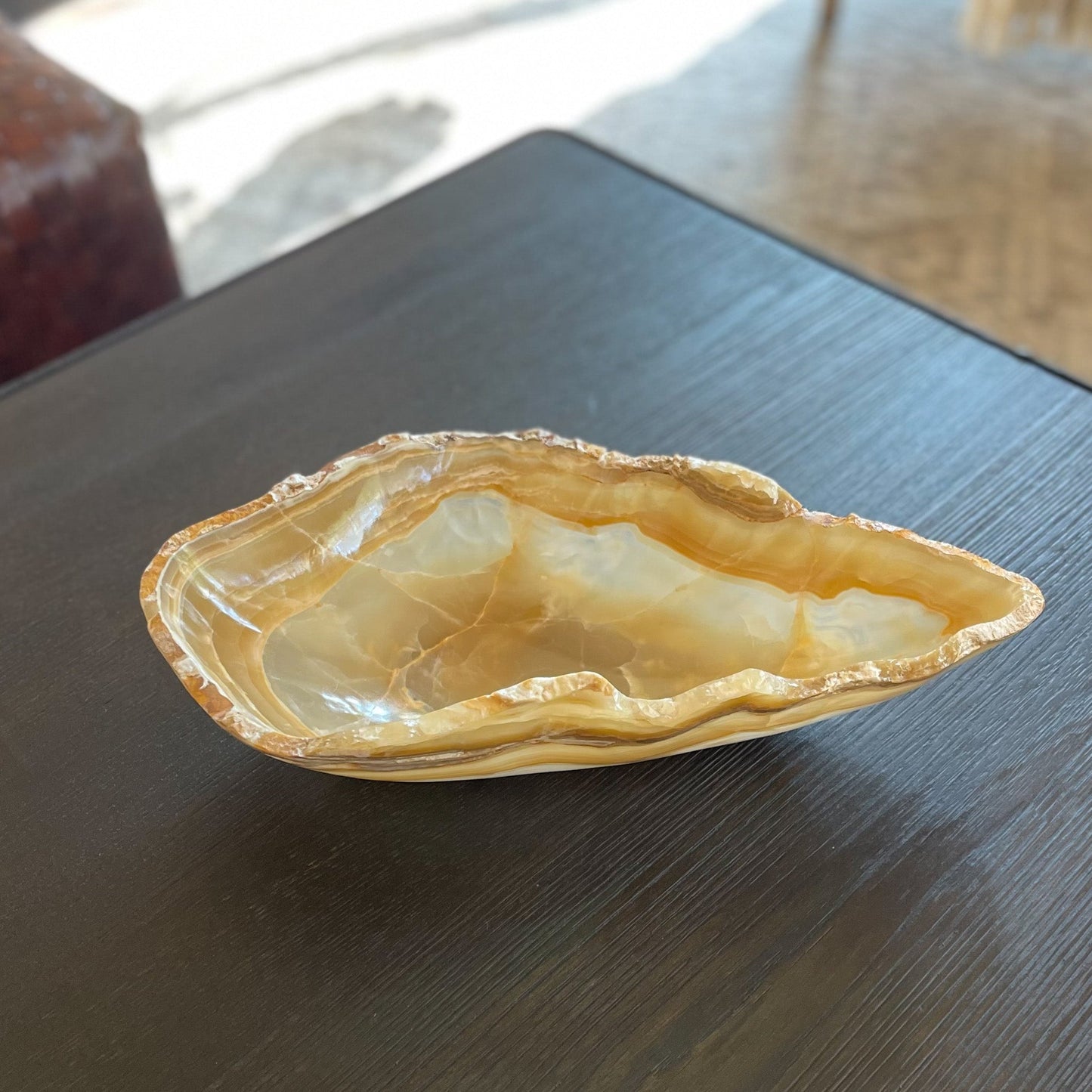 Hand Carved Amber Onyx Bowl