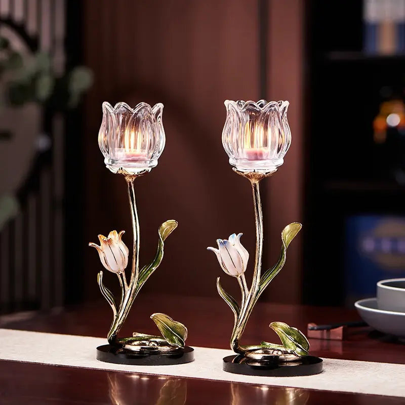 Light Luxury Enamel Tulip Candle Holder