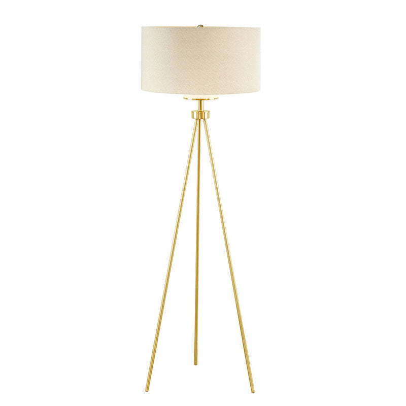 Modern Gold Metal Tripod Floor Lamp with Glass Shade