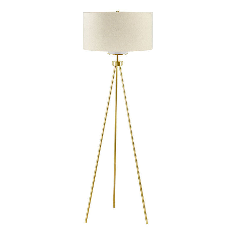 Modern Gold Metal Tripod Floor Lamp with Glass Shade