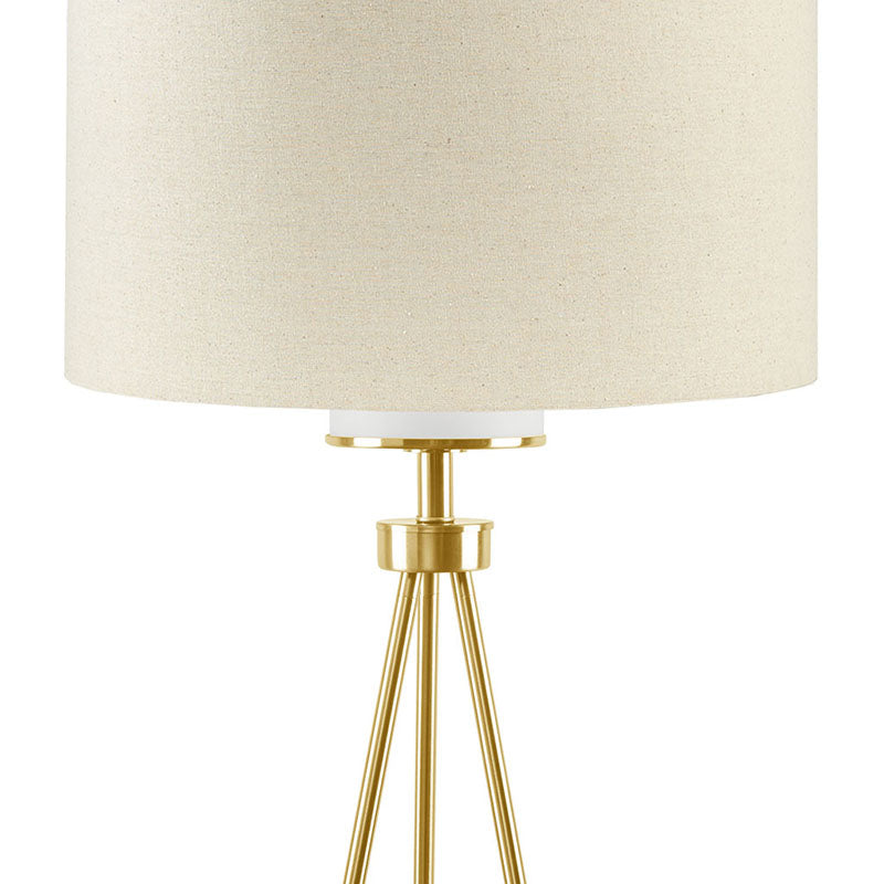 Modern Gold Metal Tripod Floor Lamp with Glass Shade