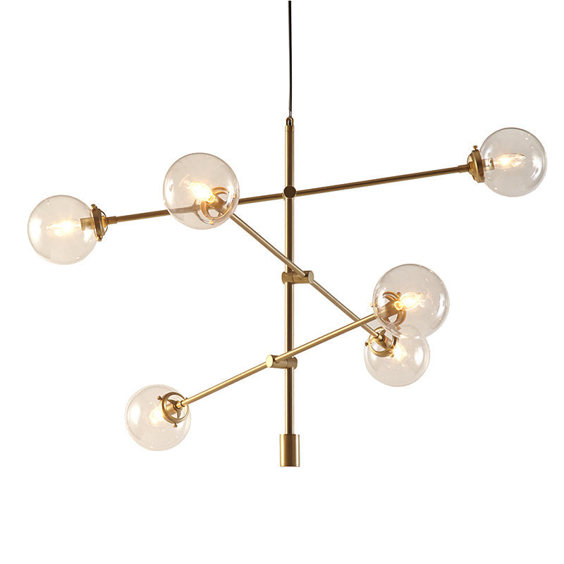 Modern Gold Architectural Metal 6-Globe Ceiling Light