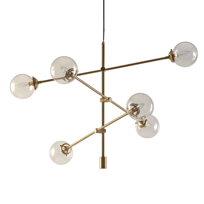 Modern Gold Architectural Metal 6-Globe Ceiling Light