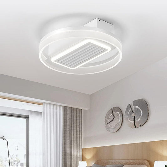 White Bladeless Ceiling Fan with Dimmable LED Light