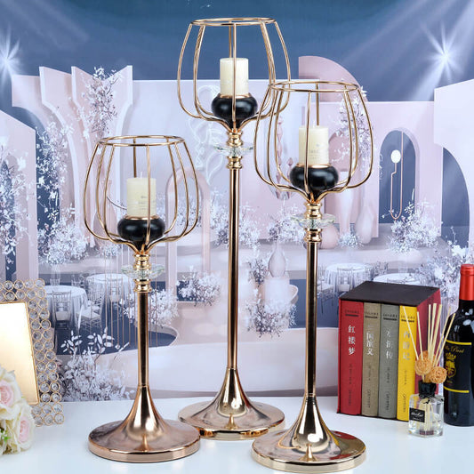 Victorian Event Decoration Gold Candlestick Stand 10pcs