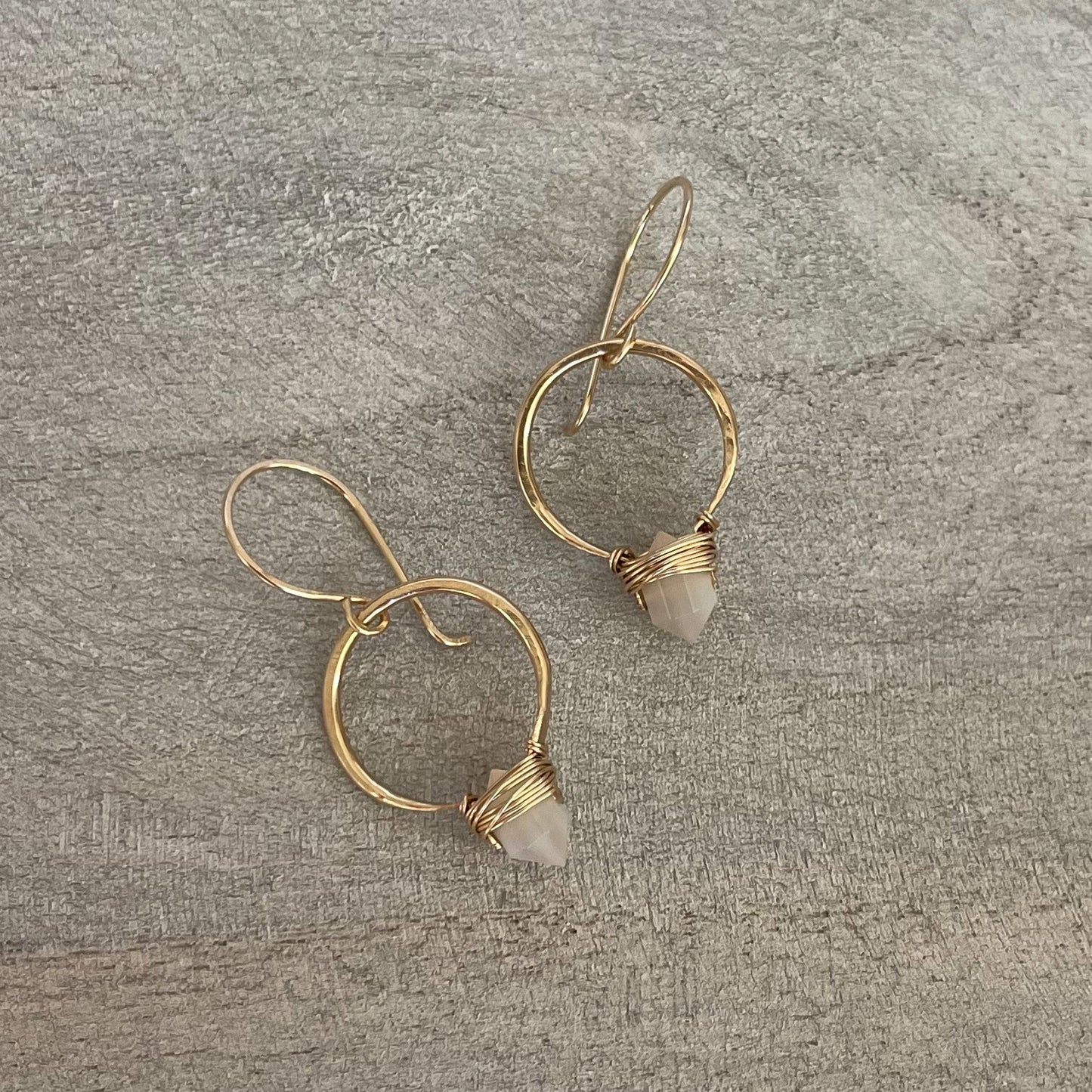 Mother of Pearl Gold Pike Hoop Earrings