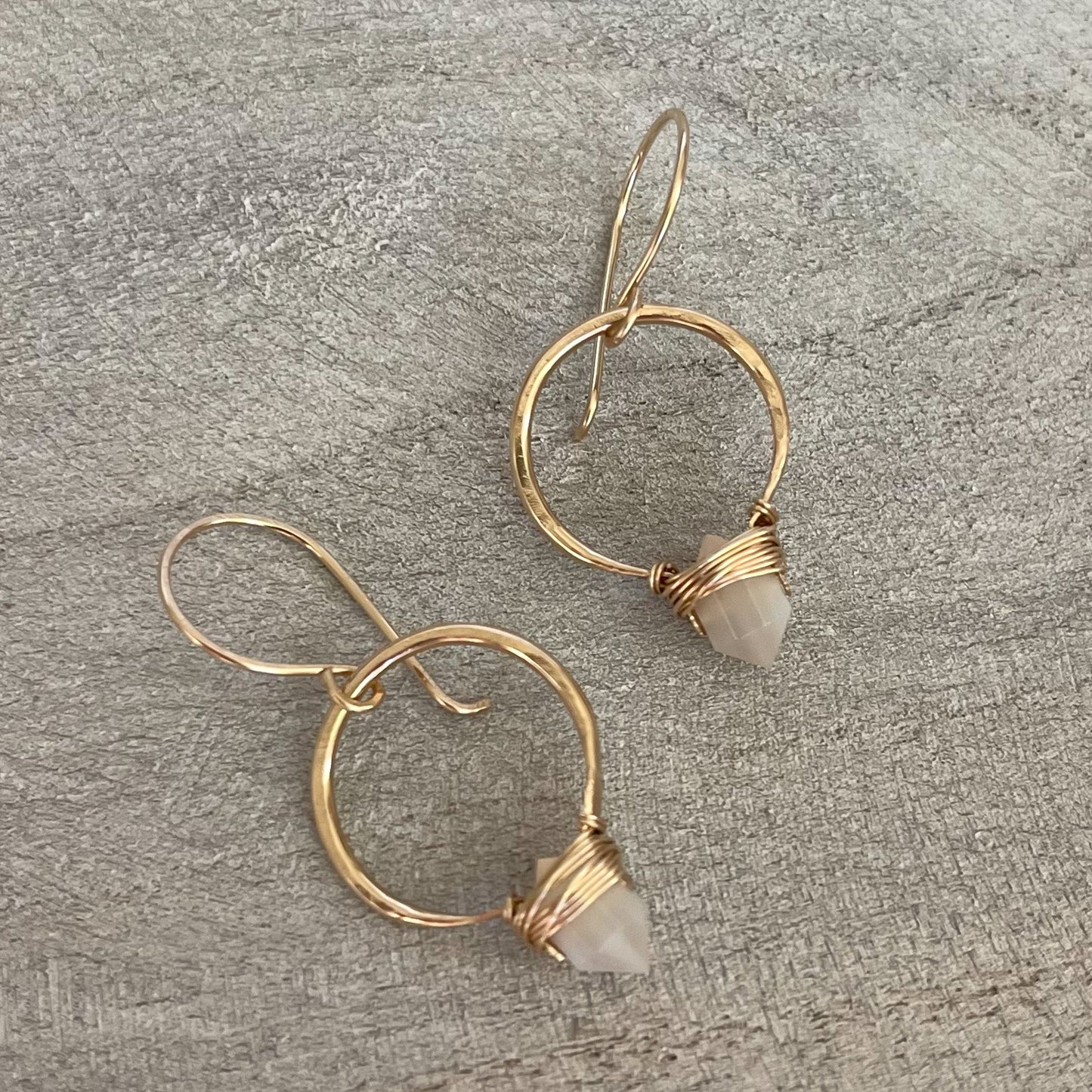 Mother of Pearl Gold Pike Hoop Earrings