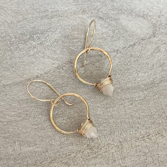 Mother of Pearl Gold Pike Hoop Earrings