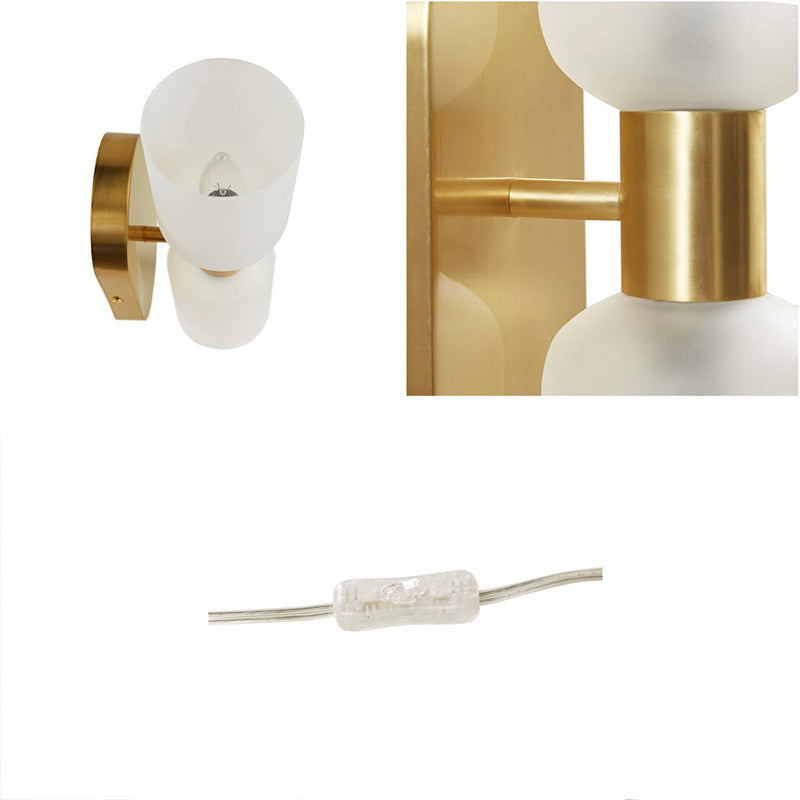 Gold Frosted Glass Double Tube 2-Light Cylinder Wall Sconce